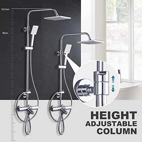 ARCORA Thermostatic Shower Column, 304 Stainless Steel Shower Column, Shower Kit Adjustable Range from 85 to 123 cm Copper Thermostatic Shower Mixer for Bathroom