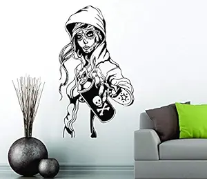 Candy Sugar Skull Graffiti Girl Tattoo Decor Vinyl Wall Sticker Decal Rockabilly Mexican Day of The Dead Art .62NB59