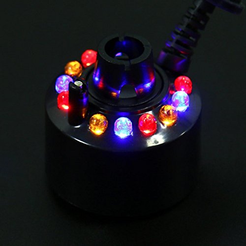 Mist maker for Aquarium ,12LED Mist Maker Fogger Atomizer Air Humidifier Water Fountain Pond Fog Machine (Black) - Thumbnail 4