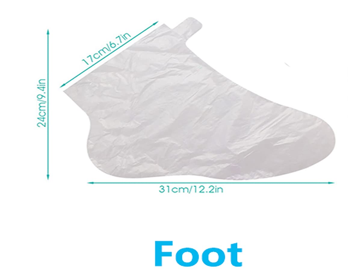 200PCS Clear Plastic Disposable Booties, Paraffin Bath Liners for Foot Pedicure Hot Spa Wax Treatment, Larger Thicker Thermal Therapy Feet Covers Bags Plastic Socks Liners
