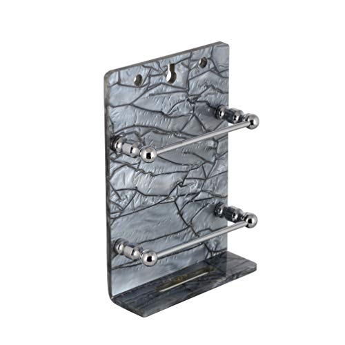 STIMULUS Acrylic Wall Mount Mobile Stand 2 PCS Set (Size - 4X6 Inch) (Marble Black Colour) 4MM SS Road