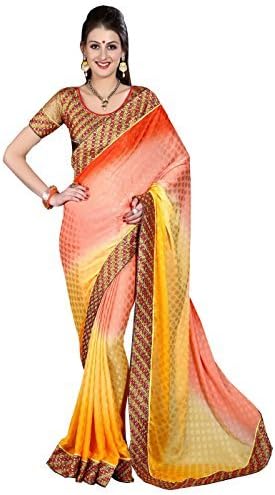 RGN-Retails Womens India Bazaar Embroidered Georgette Multicolor Saree 1965