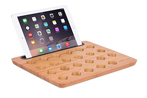 Sofia + Sam Bamboo Tablet Stand & Mini Lap Desk Board | Mini Lap Tray | Diamond Vent Holes | Tablet Slot | Fits 13 Inch Laptop