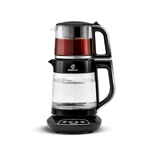 Karaca Caysever 1700W BPA Free Chrome Steel Teapot Maker 0.8L Capacity 1.5L Water Tank