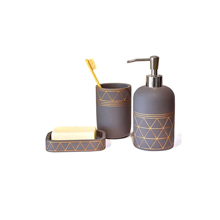 Satu Brown Bathroom Set Bathroom Accessories 3 Pieces Bathroom Soap