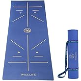 WiseLife TRU Alignment Yoga Mat + Strap, 6mm Extra Thick, Extra Long, Extra Wide, Non-Slip, Midnight Blue