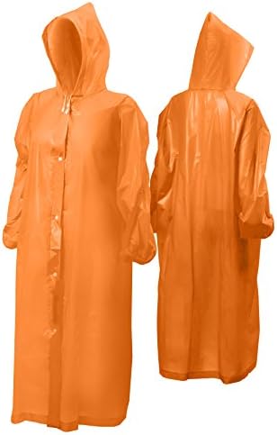 Rain Poncho for Adults|Disposable|Emergency|Reusable|With Sleeves for Women/for Men/Unisex for Outdoors/Disney Rain Poncho for Theme Parks (Orange)