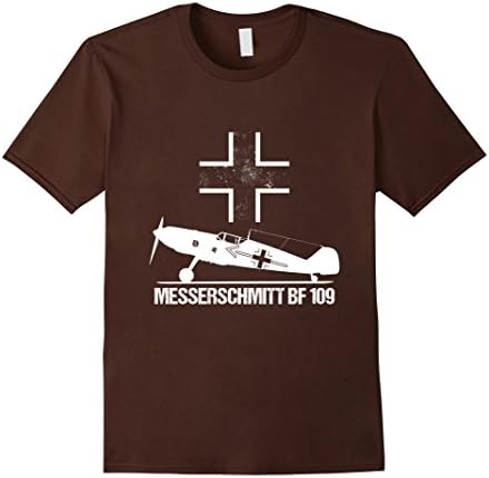 Mens Messerschmitt BF 109 ME Warbird German Luftwaffe WW2 Shirt Medium Brown