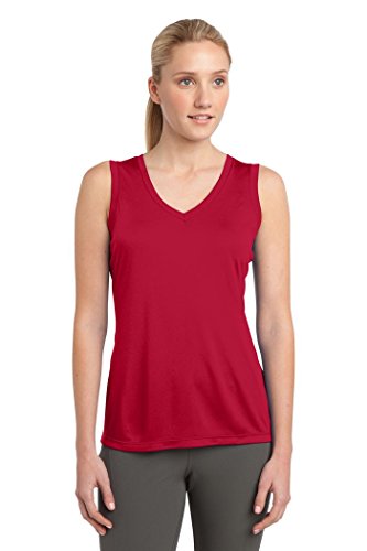 Sport-Tek Women's Sleeveless PosiCharge Competitor V Neck Tee M True Red