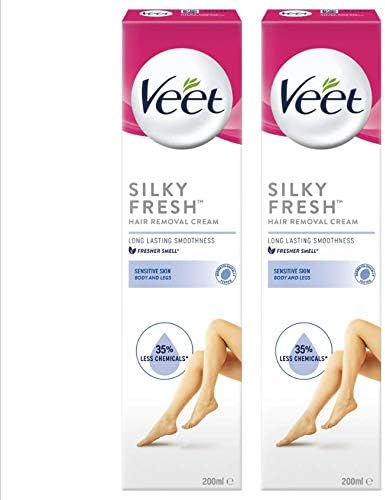 Veet Hair Removal Cream for Sensitive Skin Body & Legs (200ml) x 2, 400 ml (Pack of 1)