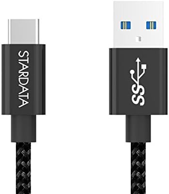 STARDATA USB Type C to USB Type A Fast Charge &amp; Sync Cable - USB 3.0 - Nylon Braided Design - 5Gbps Speed Data Transfer Mode - Nexus 5X, 6P, LG G5, OnePlus 3, HTC 10 and more - 3.9 ft (Black)