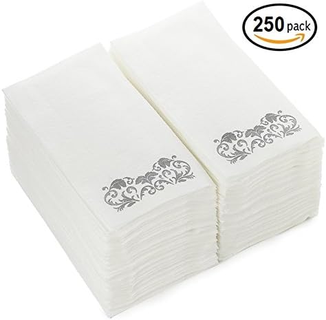 California Guest Towels Linen Disposable Cloth-Like 12-Inch-by-17-Inch Tissue Paper Silver (250 Pack)