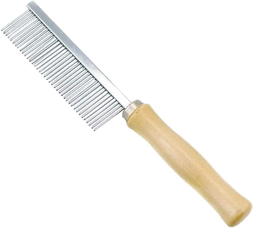 Dreamxue Pet Grooming Comb for Long Haired Cats & Dogs - Stainless Steel Pin Teeth, Wooden Handle Detangles Mats & Reduces Shedding