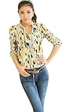 Women OL Carrer Tops Button Down Stand Collar Geometric Blouse shirts