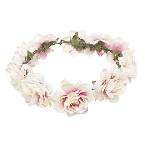 BCDshop Woodland Photo Shoot Flower Crown Hair Wreath Floral Garland Wedding Festival Party Headband (White) - Thumbnail 2