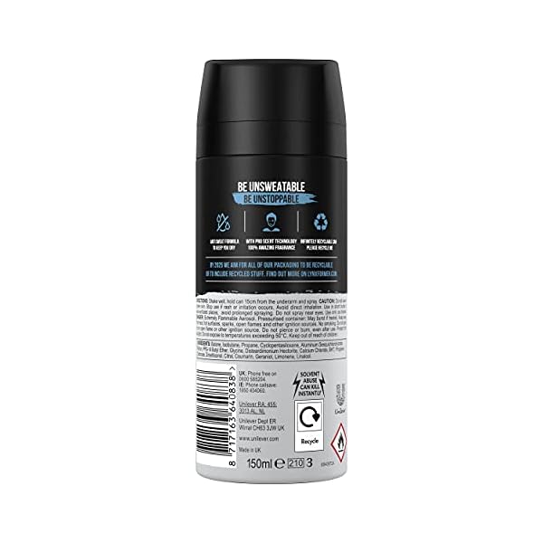 Lynx Ice Chill 72 hour protection against odour and wetness Anti-Perspirant Deodorant Spray no fuss aerosol for all-day…