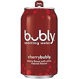 bubly Sparkling Water, Cherry, 12 ounce Cans (Pack of 18)