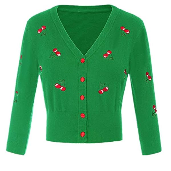N\PTröja damer körsbär broderad topp dam ledig kort stickad kappa