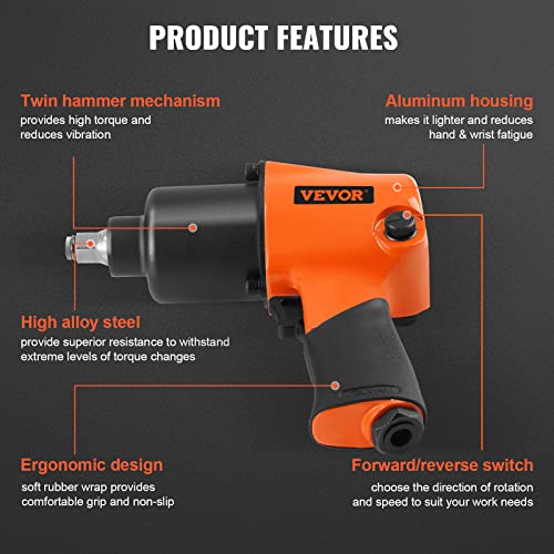 VEVOR Air Impact Wrench Air Impact Gun Lightweight Pneumatic Tool