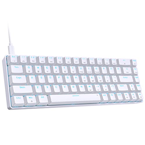 Dierya×TMKB Tastiera Gaming Meccanica 60% con Interruttori Meccanici Clicky,T68se Keyboard Gioco Luce monocromatica Type-C Mini Compact 68 Tasti Anti-Ghosting（Layout US,QWERTY） Bianco