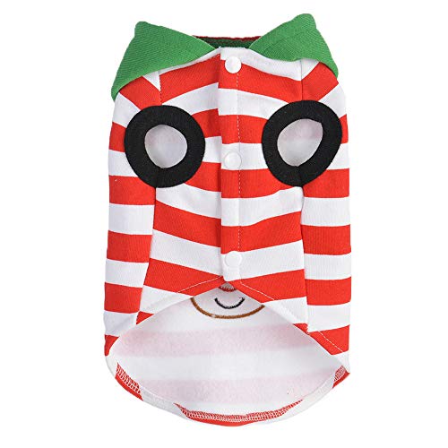 Christmas Pet Dog Puppy Hoodie Striped Style Warm Clothes Elk Dress Up Xmas Coat Dog Apparel Dog Jacket Small Dogs Pet Clothes for Dog Cat Puppy Coat Sweatshirt Sweater Dog Outfits (Red, M)