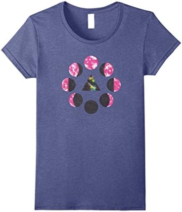 Womens Know the Night Sky, Pink Moon Phases T-Shirt Large Heather Blue