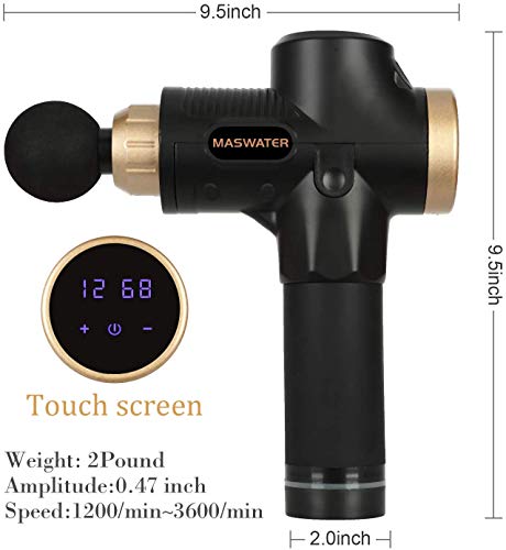 MASWATER Massage Gun Percussion Massager for Athletes Muscle Deep Relaxation Portable Handheld Deep Multifunctional Massager 30 Speeds Personal Percussive Massage (Black)