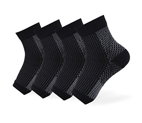 2pairs - Compression Socks Foot Sleeves, Plantar Fasciitis Ankle, Arch Braces & Supports (L/X-Large, Black : 2 Pairs)