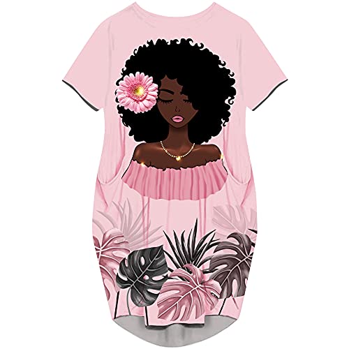 AZPSRT African American Afro Melanin Queen Black Girl Graphical Print Gift Casual Dresses with Pockets for Women XX-Large at Amazon