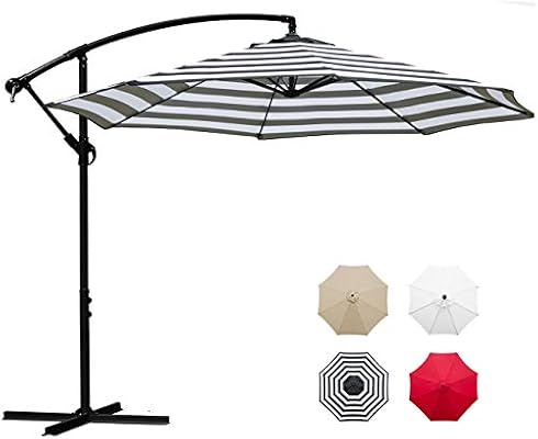 Sunnyglade 10 Outdoor Adjustable Offset Cantilever Hanging Patio Umbrella Black And White Amazon Com Au Lawn Garden