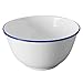 Crow Canyon Home Enamelware Salad Bowl, 5 quart, Vintage White/Blue