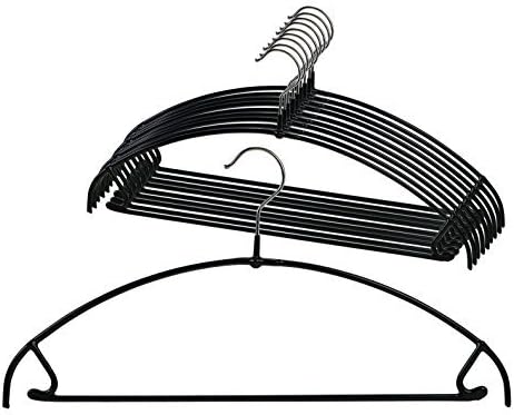 Mawa by Reston Lloyd Euro Series Ultra Light/Thin Non-Slip Space-Saving Style 42/PTU Clothes Hanger with Bar & Hooks for Pants & Skirts, Set of 10, Black by Mawa