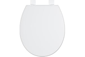 Round Toilet Seat White, Slow Close, Durable Plastic Seat, Easy to Install Quick-Attach Hardware