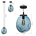 Casamotion Pendant Lighting Handblown Glass Drop ceiling lights, Organic Contemporary Style Hanging Light, Grey blue