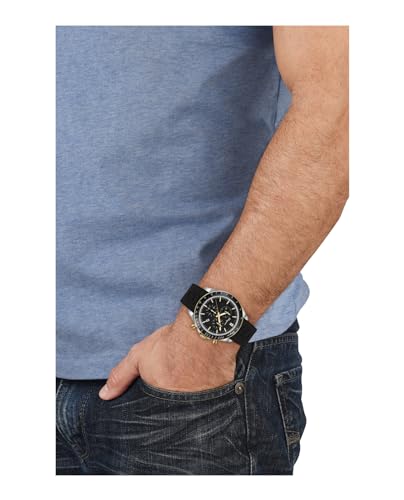 Ferragamo Urban Chrono Collection Luxury Mens Watch Timepieces with a Black Strap and Dial Featuring a Stainless Steel Case