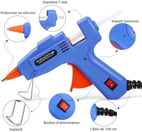 Pistolet à Colle Chaude - 20W 30pcs 7mm*130mm Bâtons de Colle