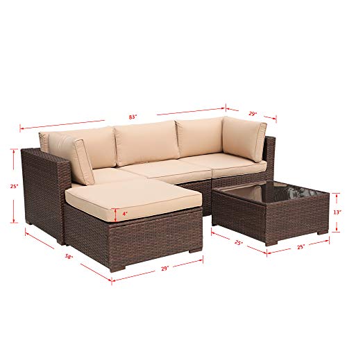Patiorama 5 Piece Outdoor Furniture, Patio Sectional ...