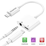 LUOHANTANG 3.5 mm Audio + 2.4A Quick Charge Magic sound Headphone Adapter Lightning Splitter Apply to iPhone X / iPhone 8 / iPhone 8 Plus / iPhone 7 / iPhone 7 Plus (White)