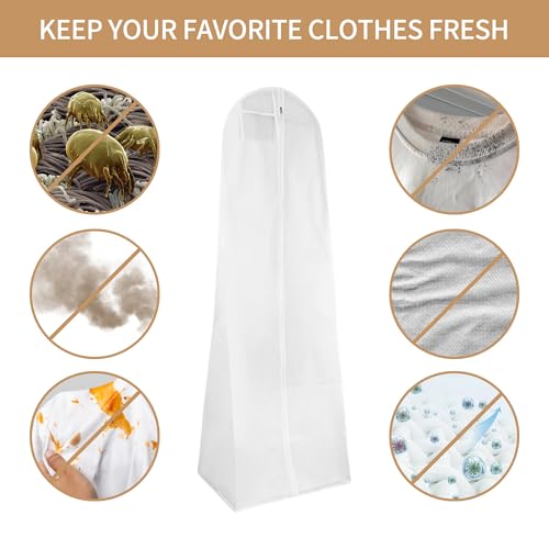2 Pieces Suit Cover 180 x 60 cm Clothes Bag with Zip, Suitable for Wedding Dresses, Dresses, Coats, Long Coats, etc