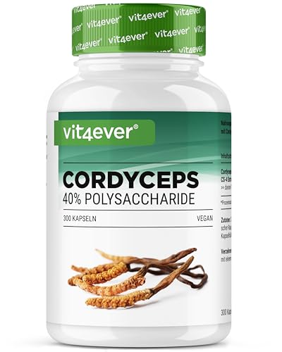 vit4ever Cordyceps Pilz - 300 Kapseln mit 650 mg echtem CS-4 Extrakt