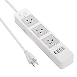 Sanchow Power Strip with 4 USB Ports and 3 Outlets Power Cord for Smartphone, Laptop, Tablet, Lamp and More