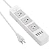 Sanchow Power Strip with 4 USB Ports and 3 Outlets Power Cord for Smartphone, Laptop, Tablet, Lamp and More