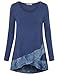 Timeson Tunics For Women, Women's Scoop Neck A Line Tunic Casual Asymmetric Hem Shirt Tops Blue Ash L