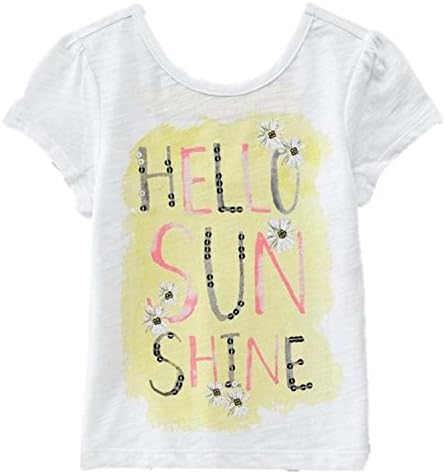 Toughskins Infant Girls White Hello Sun Shine Shirt Flower T-Shirt Top M (5-6)