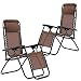 FDW Zero Gravity Chair Patio Lounge Recliners Adjustable Folding Set of 2 for Pool Side Outdoor Yard Beach, Brown