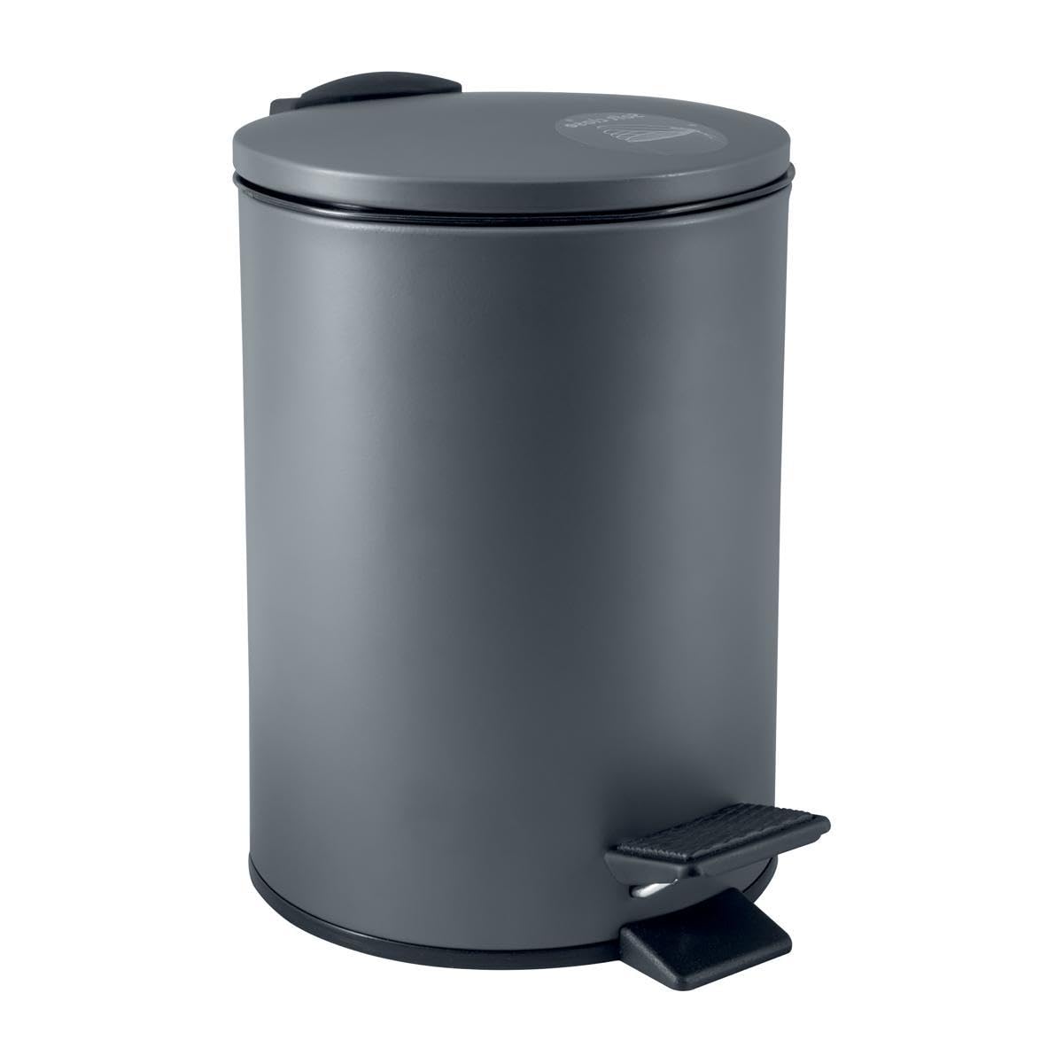 Spirella Adelar Cosmetic Bin 3 Litres Stainless Steel with Soft-Close Mechanism and Inner Bucket Bathroom Bin Soft Close Waste Bin Anthracite