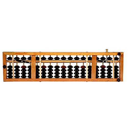 Vintage Style Wooden Abacus, Soroban Calculator with Reset Button, 13.75 Inches, 17 Column