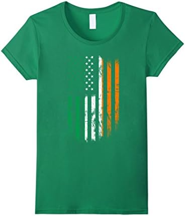 Women's Saint Patrick Day Shirt- ireland us flag irish t shirt XL Kelly Green