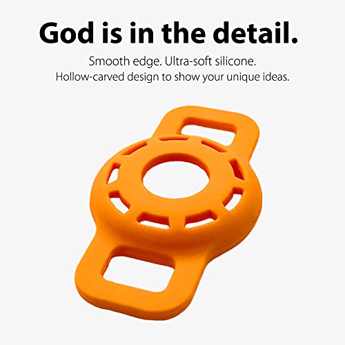 3-Pack Protective Case Compatible with Apple AirTag Dog Collar Holder, Anti-Lost Silicone AirTag Cat Puppy Collar Cover with Screen Protectors - Black & Orange & White