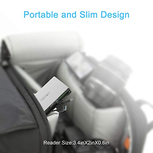 INDMEM Portable SD Card Reader Writer USB 3.0 All-in-1 Read 5 Flash Memory Cards Simultaneously Universal Adapter Multi Hub For TF, Micro SDXC, Micro SD, SDHC, MMC, RS-MMC, MS, M2, CF, xD Picture Card
